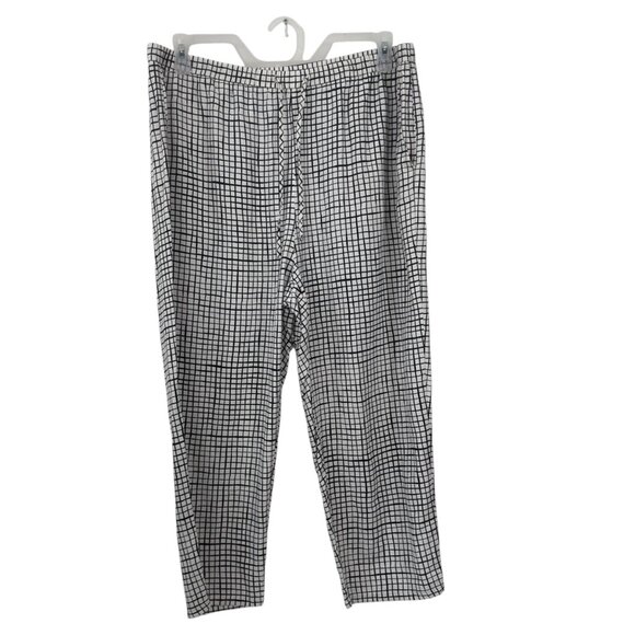 Eileen Fisher Women SZ L/G Textured Crepe Grid Slouchy Cropped Pants - Picture 11 of 15
